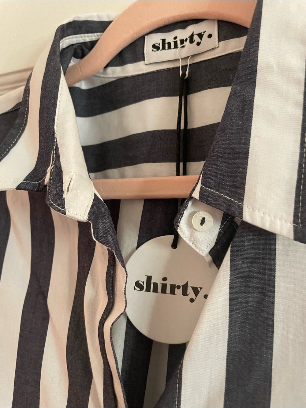 Shirty Luxury Brand Striped Midi Shirt Dress - Black & White - Sz S - NWT - Picture 7 of 12